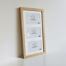Real Solid Oak Photo Picture Frame with Mount for 3 Images | Triple  | 2 Sizes