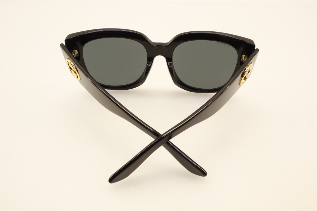 GUCCI GG 0142SAN 001 BLACK GOLD DESIGNER LARGE FRAMES