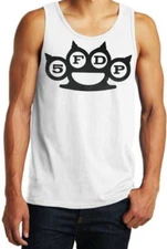 Five Finger Death Punch Logo Heavy Metal Rock Band White Tank Top Men's Sizes