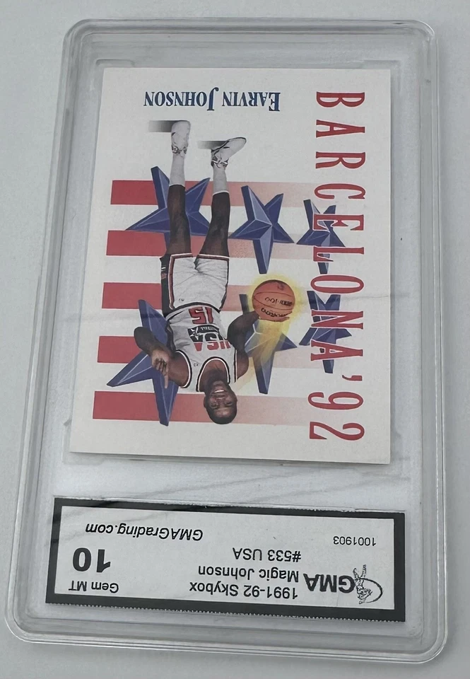 1991 Skybox Magic Johnson USA #533 Dream Team BARCELONA GMA GEM MINT 10 - Image 2 of 4