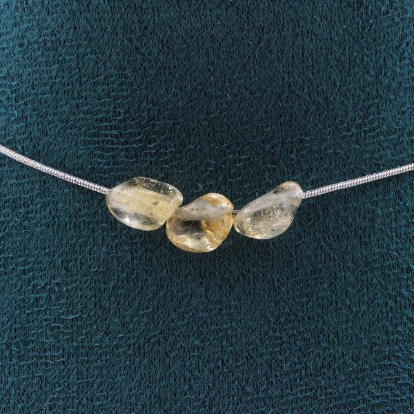 Halskette 3 Perlen Citrin Aus Brasilien Kette Aus Edelstahl Halskette Damen-image