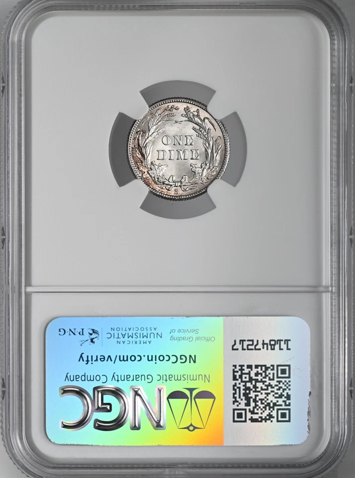 1911-S  10C  BARBER SILVER DIME SAN FRANCSICO MINT NGC MS64 #6931539-021 - Image 3 of 4