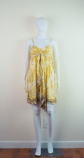 Gold Hawk Gold Metallic Linen Dress Wrap Bohemian Embellished Size M NWT