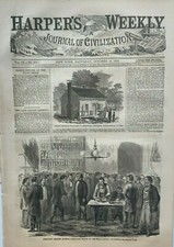 HARPER WEEKLY 10/14/1865 PRES JOHNSON PARDONS REBELS. CENTRAL PARK. VA GOLD MINE