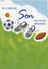 Soccer Ball Cleats Football and Baseball Birthday Card for Teen / Teenage Son