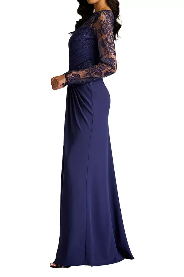 Vestido de manga comprida bordado floral azul Tadashi Shoji Notte tamanho 16 $538 - Imagem 2 de 4