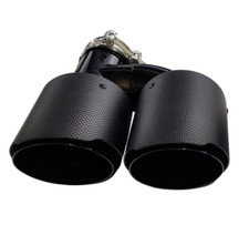 Carbon Endrohr Auspuff Blende 2x 100mm schwarz Linke Seite 60mm Anschluß links 