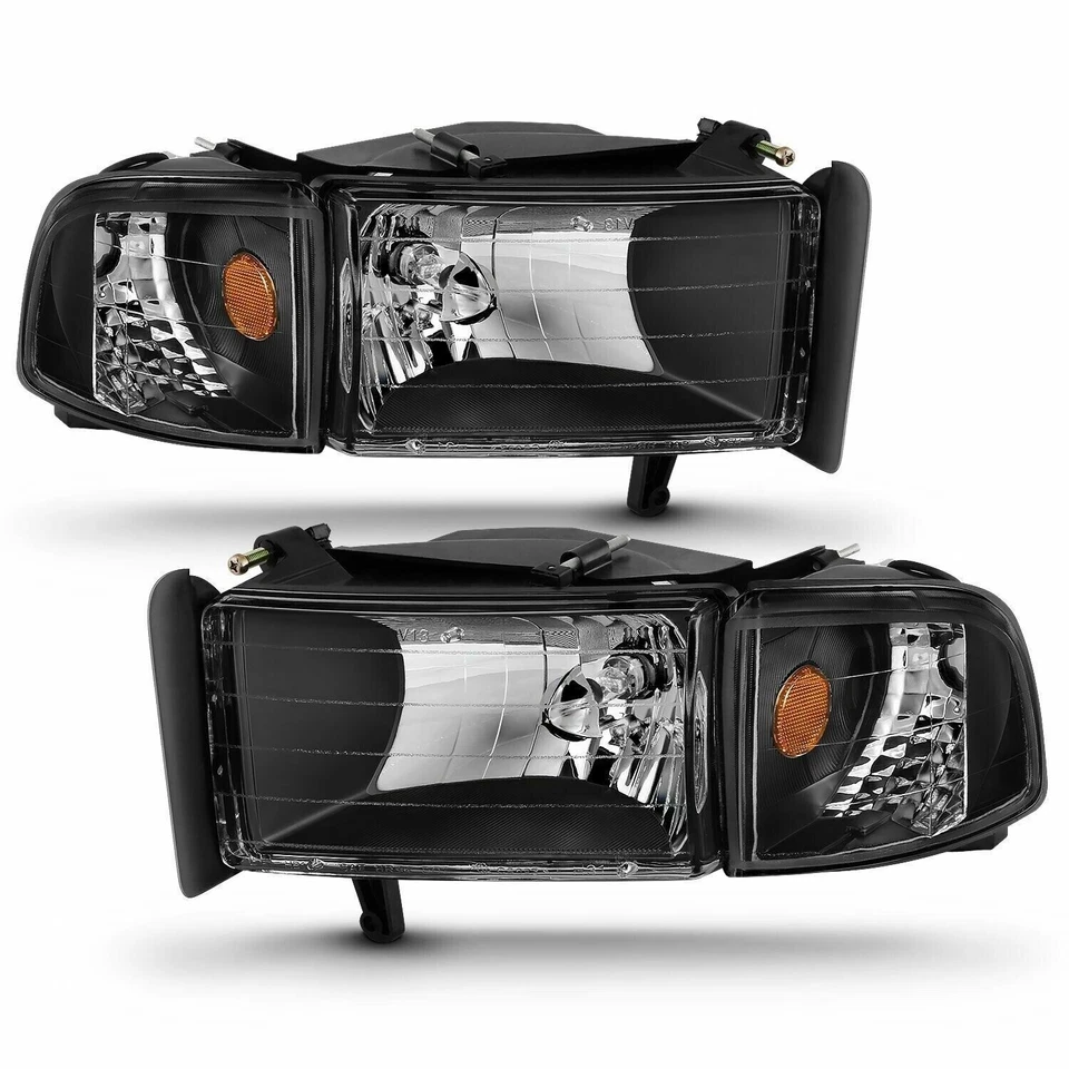 Faros de cristal negros Anzo 111067 para 94-02 Dodge Ram 1500/2500/3500 Foto 2 de 4