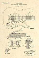 Chitarra Fender Stratocaster 1956 Brevetto Ufficiale USA - Tremolo - Stampa artistica - 23