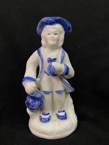 Vintage Porcelain Figurine Man Rare Bisque 19th Century 5" Decor Holding Jar Art - Picture 2 of 8