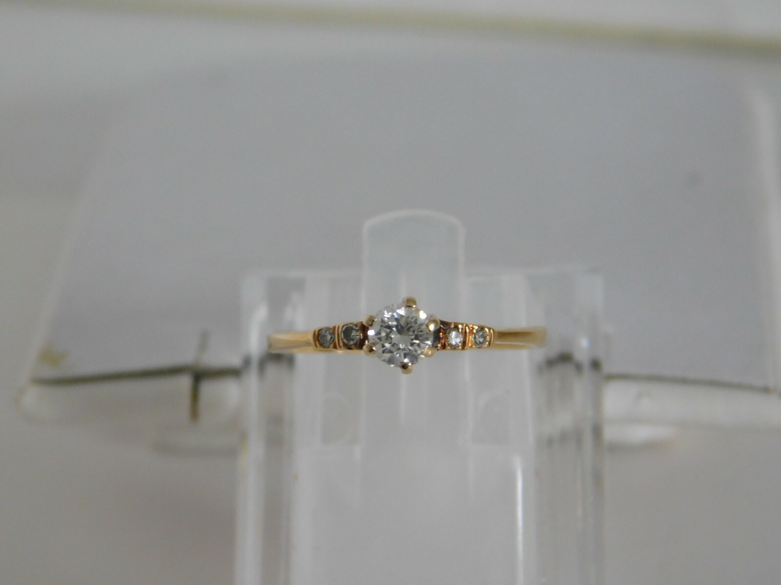 18K Solid Gold Diamond Ring ~ Solitaire with acce… - image 2