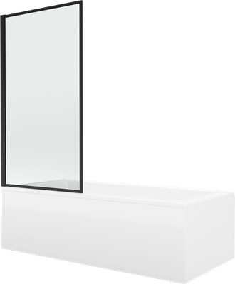 Mexen Cubik Rechteckbadewanne 170x70cm m. Duschwand, Schwarz Design