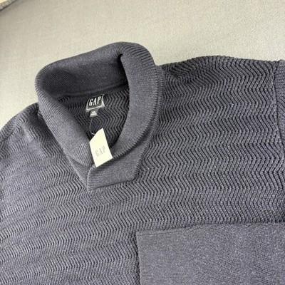 Gap Sweater Men s 2XL Blue Shawl Collar Knit Preppy Minimalist Formal Dress NEW