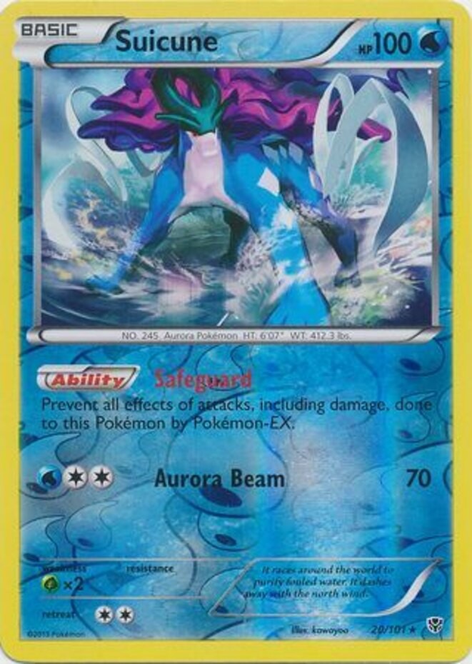 Damaged Suicune - 20/101 - Rare - Reverse Holo Pokemon Plasma Blast