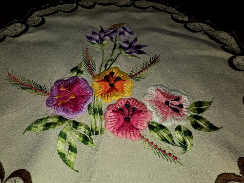 ED1 Tapetes florales vintage bordados a mano florales 14" PERFECTOS SHABBY CHIC - Imagen 6 de 6