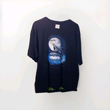 Vintage Blue 90s Alore Dolphins Endangered Nature Tee Size XL Made In USA