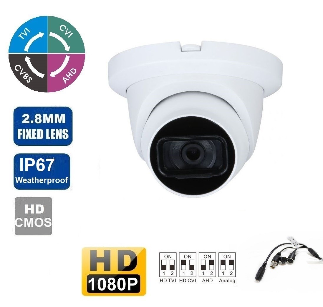 HDCVI 2.4MP 1080p Mini Dome Camera 2.8mm Infrared Nightvisio