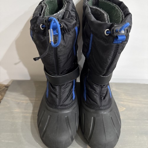 Sorel Black Blue Nylon Insulated Liners Snow Boots Youth Sz 5 Shoes MINT - Picture 4 of 8