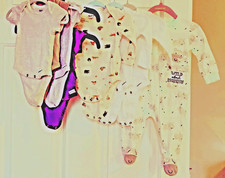Lot of 9 Mixed Brands-Infant Boys Bodysuits 4- Newborn, sz 0-3 m. , 5-sz 3-6m