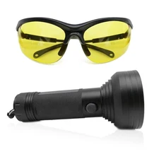 AC UV Oil Dye Leak Detection Kit w/ Pro 68 LED Flashlight & UV Protection Glasse