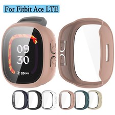 PC Cover All-in-One Film For Fitbit Ace LTE Hard Cover Case Tempered Glass