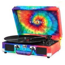 Victrola Tie Dye Portable Bluetooth Turntable 3 Speed Belt Driven Record Player