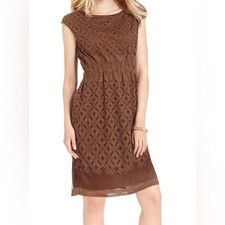 NWT Studio M Brown Lace Cinched Waist Dress Women's size S