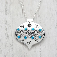 NAVAJO-STERLING & TURQUOISE CHRISTMAS ORNAMENT PIN/PENDANT by LEE CHARLEY