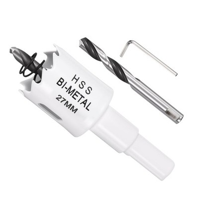 Bi-Metal Hole Saw 1-1/16'', M42 HSS Circular Head 27mm Hole Cutter with 2 Pilo...