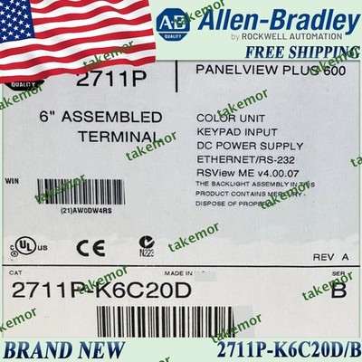 1PC New Sealed AB 2711P-K6C20D PanelView Plus Terminal Free Ship AB