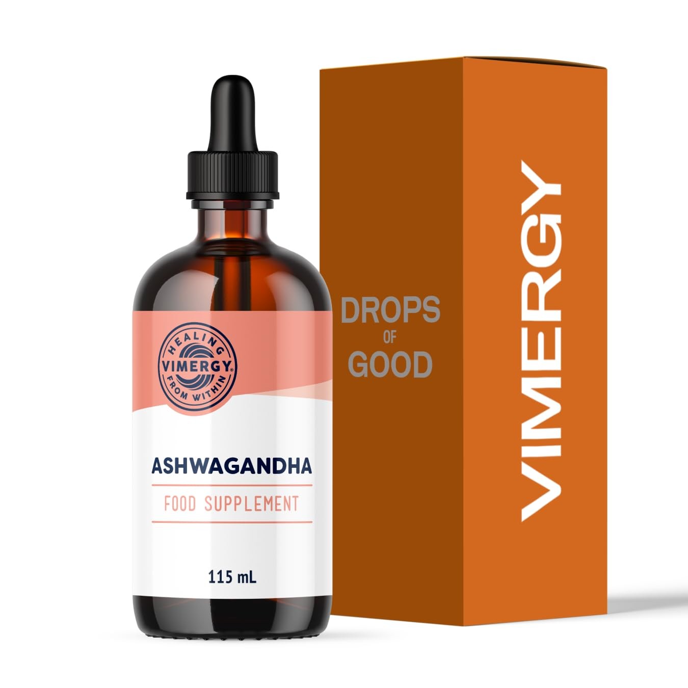 VIMERGY Organic Liquid Ashwagandha New Root Extract Formula Adaptogen USDA