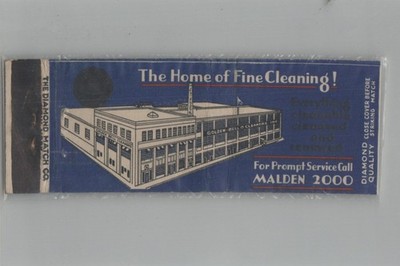 1930s Diamond Quality Matchbook Cover Golden Bell Cleaners Malden MA