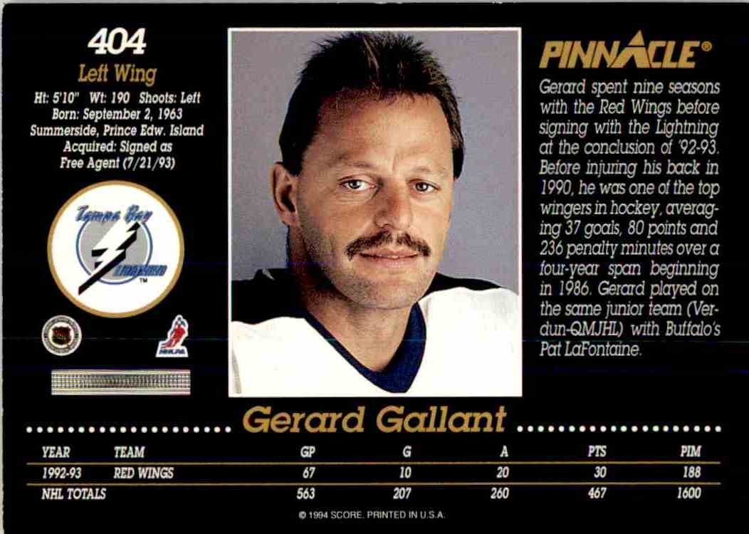 1993-94 PINNACLE CANADIAN GERARD GALLANT #404