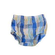 Baby Blue Plaid Diaper Cover Bloomers Elastic Waist Gingham Reversible Style 12m
