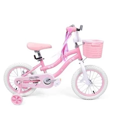 Girls Bike for Kids 3-5, Kids Bike with Training Wheels, Basket, Coaster 16"