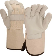 DNOW WL01 / Pyramex GL1004W - Cowhide Gauntlet Cuff Leather Palm (12 Pair)