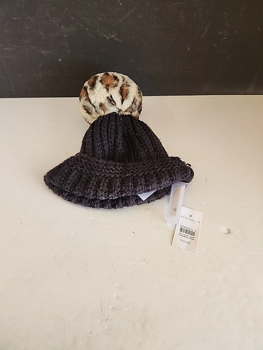 Ann Taylor Black and Tan Knit Beanie Ann Taylor Winter Hat Womens Black sequins Knitted Warm  main image 4