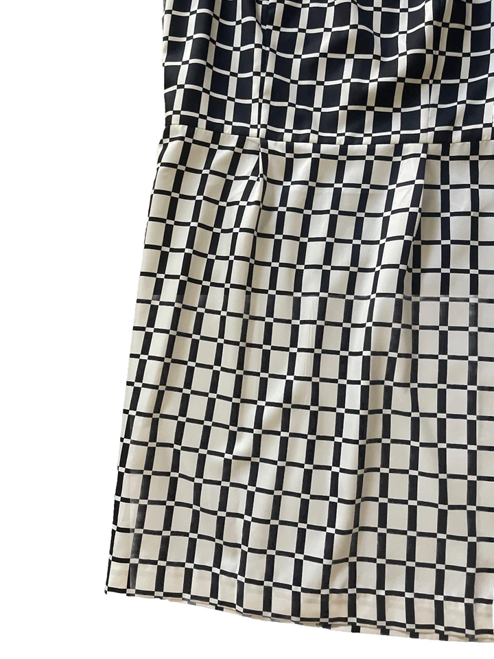 Vestido de cóctel Banana Republic blanco y negro a cuadros sin mangas talla 12 Foto 3 de 4
