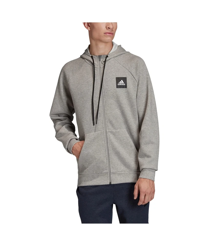 Sudadera con capucha Adidas para hombre con logotipo MHE, gris, L