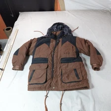 Vintage Triple F.A.T. Goose Jacket Youth 14 Large Brown Down Parka Hooded 80s