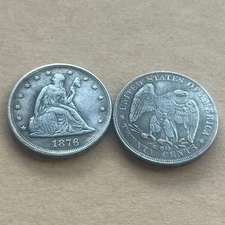 1876-CC Twenty-Cent Piece Silver Coin Very Fine Fine Details