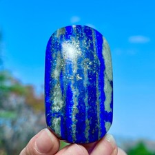 95G Natural Lapis Lazuli Crystal Quartz Hand Carved Palm-shaped Healing Gem