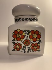 Taunton Vale Vintage Retro Storage Canister Orange/Yellow Floral 10cm