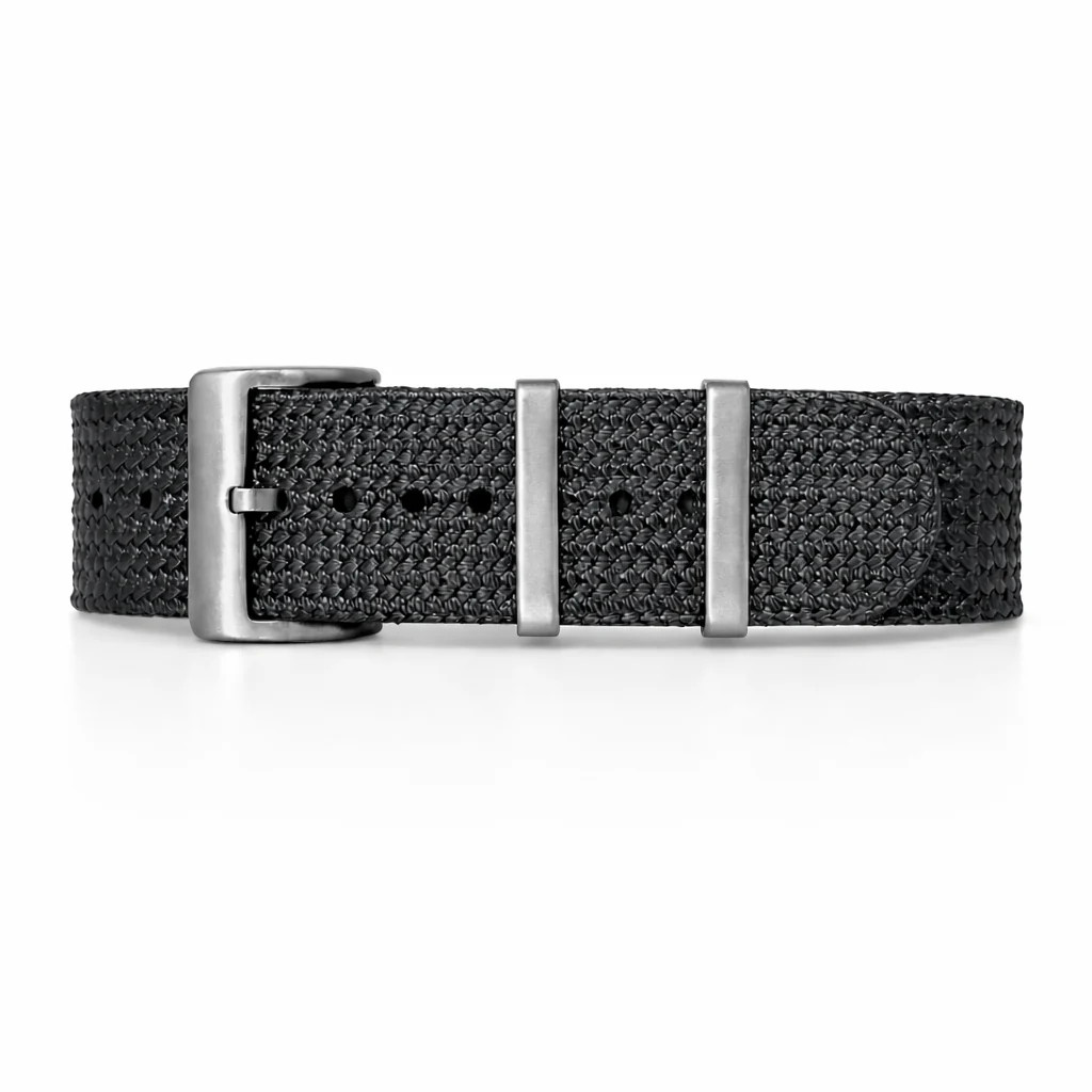 Bracelet de montre Seiko Nato gris foncé nylon tressé épais 1.4mm