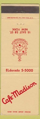 Matchbook Cover - Cafe Madison New York City