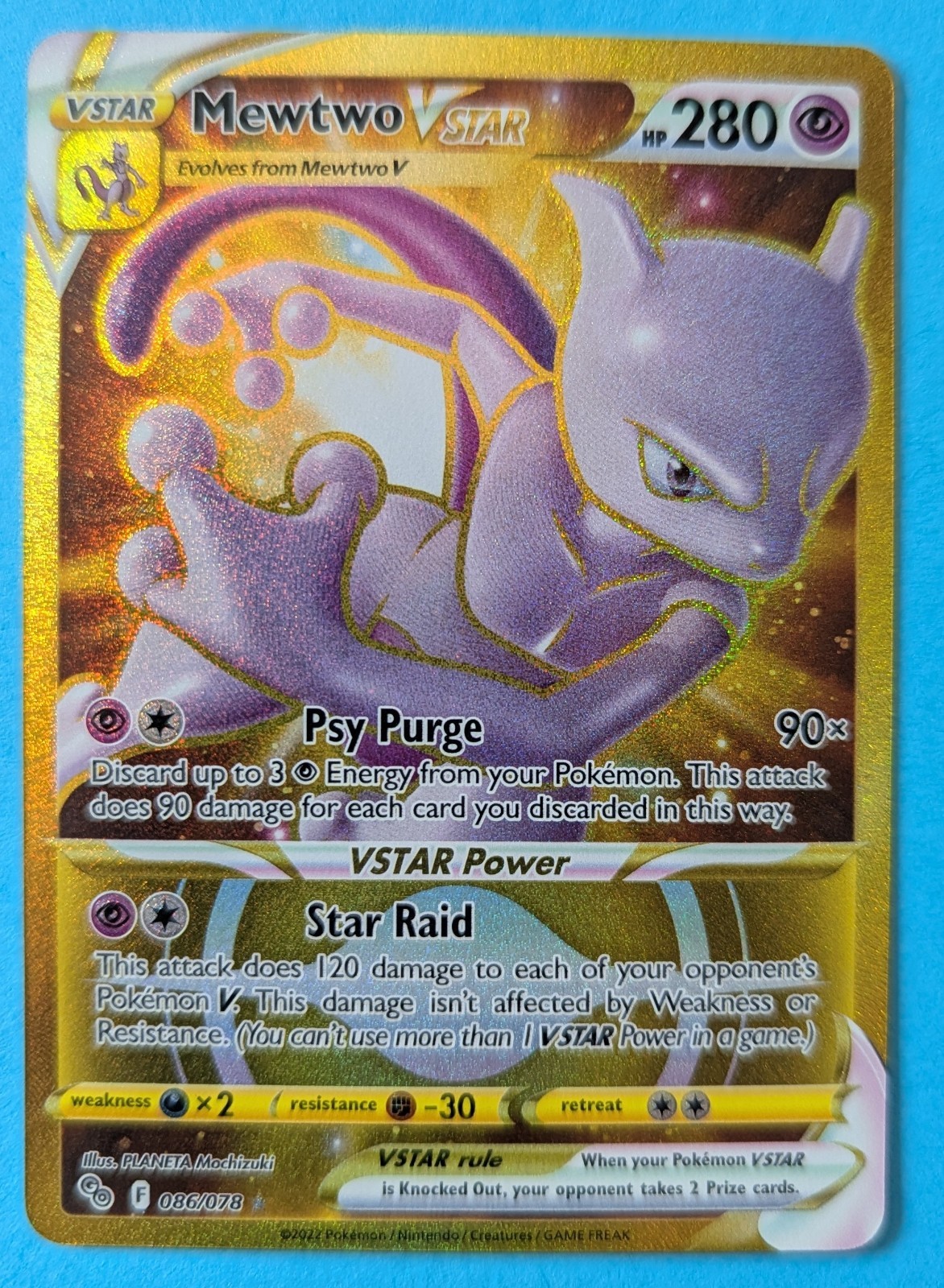 Pokémon Mewtwo VSTAR Holo Card TCG Secret Rare 086/078