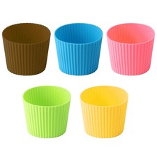 5pcs Assorted Colors Heat-resistant Silicone Nonslip Coffee Cup Sleeve,Resist...