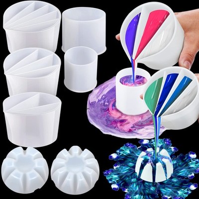 7 PCS White Paint Pouring Supplies Multi Channel Split Cups for Fluid Art