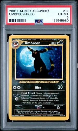 Umbreon-Holo Pokemon Neo Discovery 13 NM PSA 6