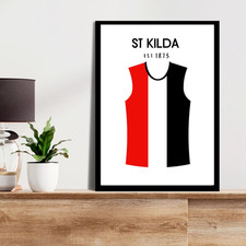 St Kilda Football Print | Minimalist AFL Poster |  Aussie Rules St Kilda Saints